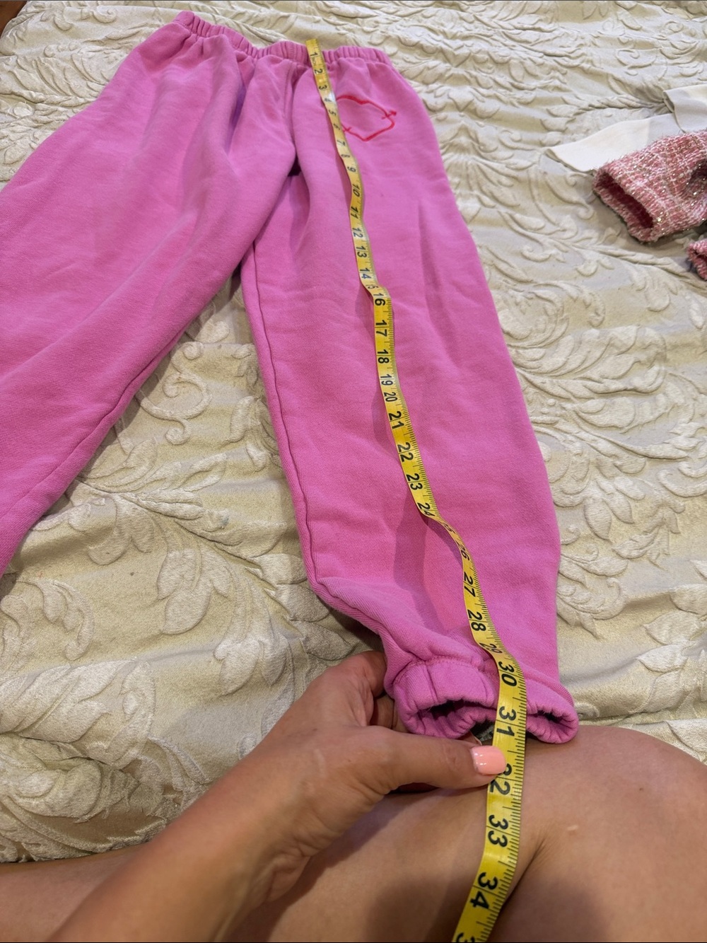 Kids Pink Fleece Sweatpants with Heart Accent - Picture 7 of 7
